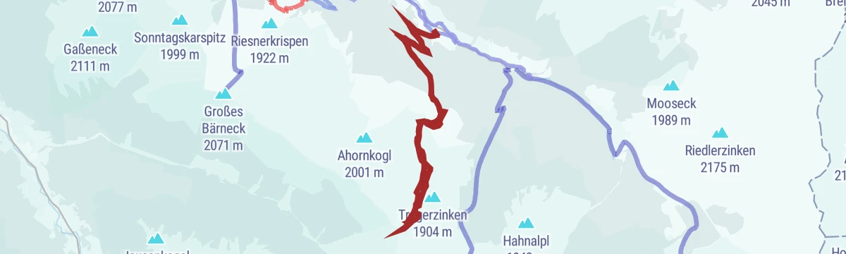 Route map: Skitour zur Wolfnalmspitze